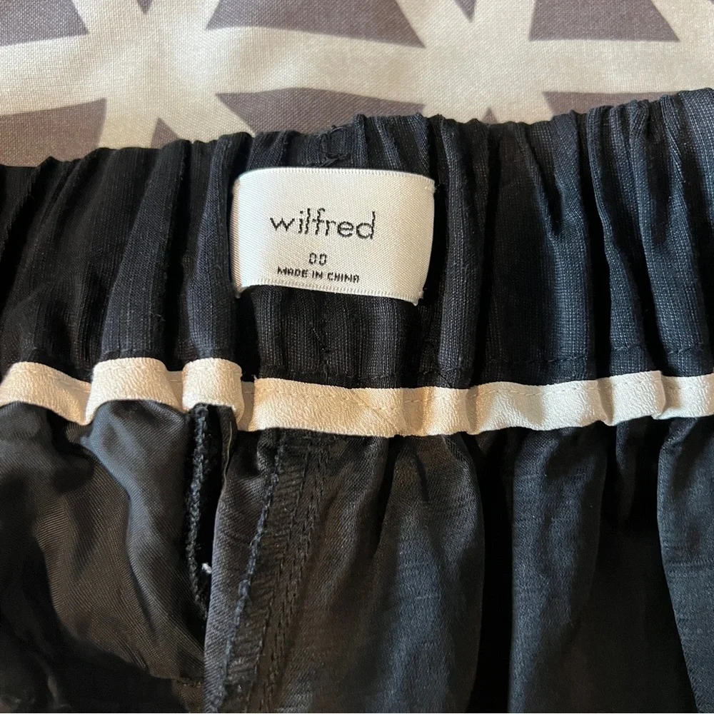Aritzia Wilfred‎ Kafka Belted Linen Blend Pleated Cargo Pants Black Size 00